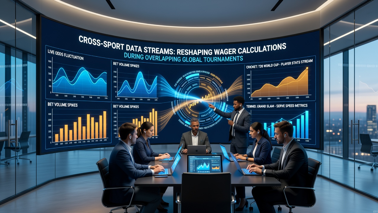 Analysts reviewing multi-sport data dashboards during overlapping tournament coverage