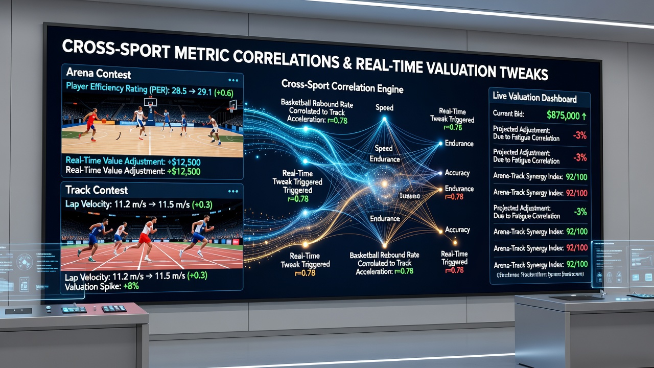Analysts reviewing live correlation dashboards that link track performance data with arena contest metrics